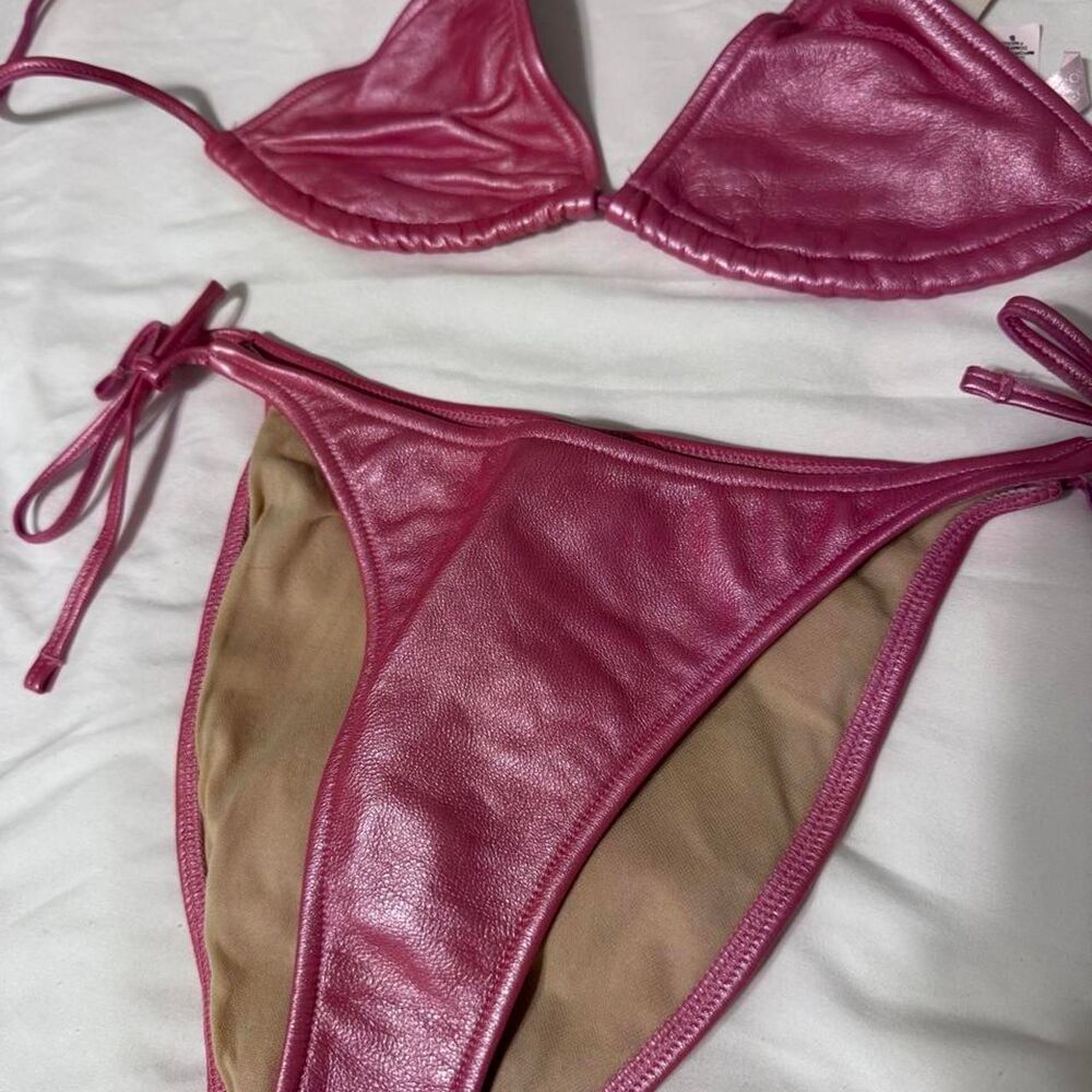 Victoria’s Secret lambskin pink leather bikini set